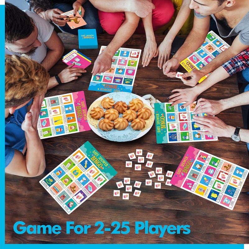 Gethelud Baby Shower Bingo Game, 25 Bilingual Spanish & English Bingo Cards for Gender Reveal Party, Baby Shower, Game Favors, Supplies, Decorations for Adults (25 Players) - Image 2